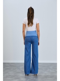 IŞŞIL 8798 Hamile Lycra Bol Paça Kot Pantolon Açık Mavi