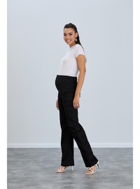 IŞŞIL 8798 Hamile Lycra Bol Paça Kot Pantolon Siyah