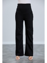 IŞŞIL 8798 Hamile Lycra Bol Paça Kot Pantolon Siyah