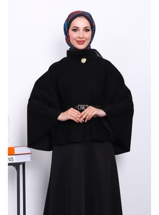 Siyah Kemerli Kaşe Panço