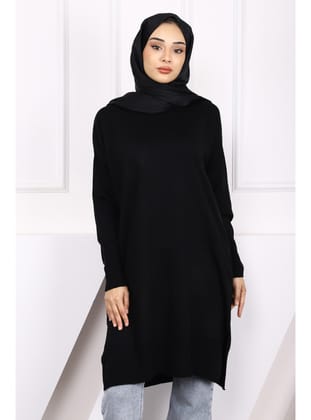Siyah Merserize Salaş Triko Tunik