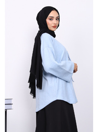 Mavi Ön Bağlamalı Yumoş Kimono
