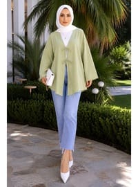 Olive Ön Bağlamalı Kimono