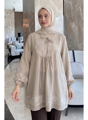 Jakar Detaylı Tunik Y0124 - TAŞ RENGİ