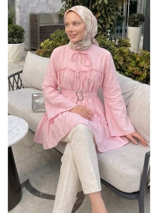Toka Kemerli Tunik Y0135 - PEMBE