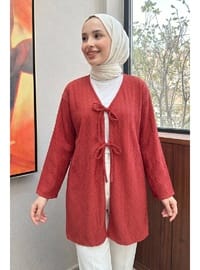 Desenli Uzun Kimono 2374 KIRMIZI