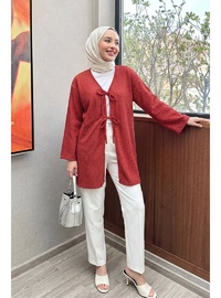 Desenli Uzun Kimono 2374 KIRMIZI