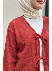 Desenli Uzun Kimono 2374 KIRMIZI