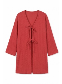 Desenli Uzun Kimono 2374 KIRMIZI