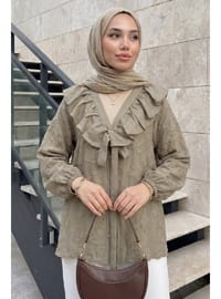 Fırfır Yakalı Kimono Y0110 Haki