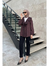Fırfır Yakalı Kimono Y0110 Mürdüm
