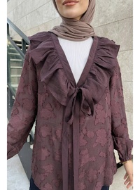 Fırfır Yakalı Kimono Y0110 Mürdüm