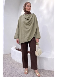 Omuz Şal Detaylı Tunik Y0156 Açık Haki