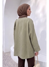 Omuz Şal Detaylı Tunik Y0156 Açık Haki