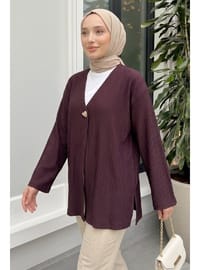 Tek Düğmeli Kimono Y0130 Mürdüm
