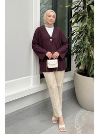 Tek Düğmeli Kimono Y0130 Mürdüm