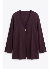 Tek Düğmeli Kimono Y0130 Mürdüm